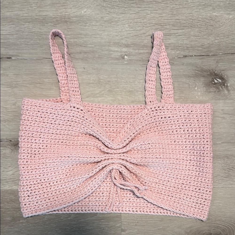 Pink Crochet Women Top - Handmade -‎ Large